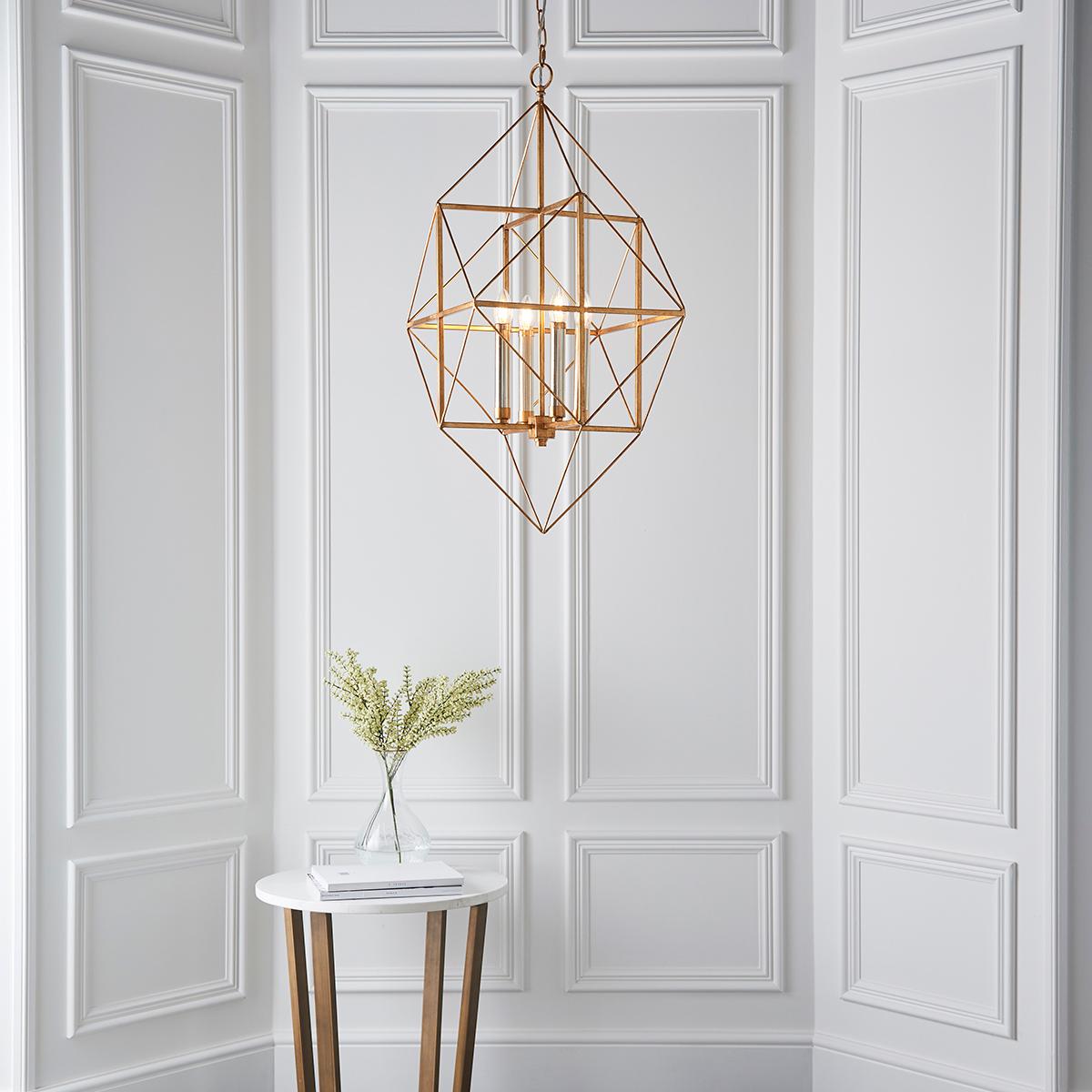 Sansa Large Geometric Pendant in Gold and Silver Leaf – image 2
