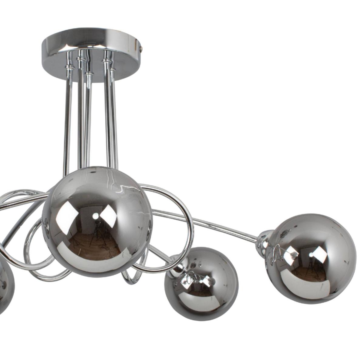 Xena Polished Chrome and Smoked Glass 5 Light Semi Flush Ceiling Light – image 2