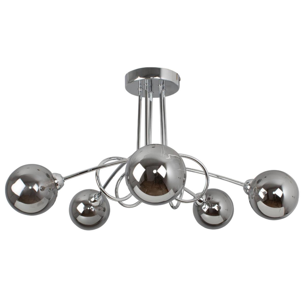 Xena Polished Chrome and Smoked Glass 5 Light Semi Flush Ceiling Light – image 3