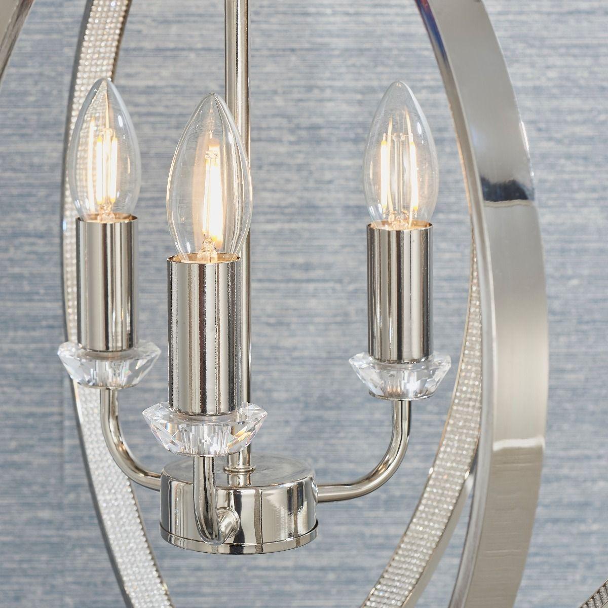Ritz 3 Light Nickel and Crystal Ceiling Pendant – image 3