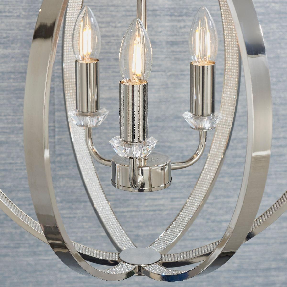 Ritz 3 Light Nickel and Crystal Ceiling Pendant – image 5
