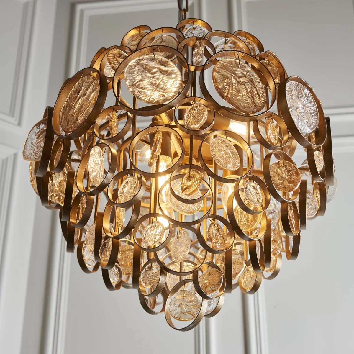 6 Light Pendant Amber & Gold – image 2