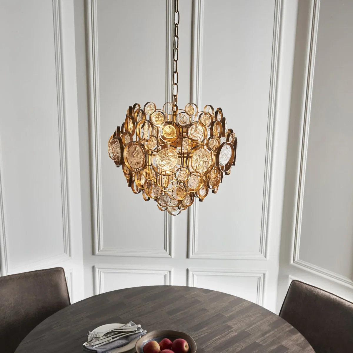 6 Light Pendant Amber & Gold – image 4
