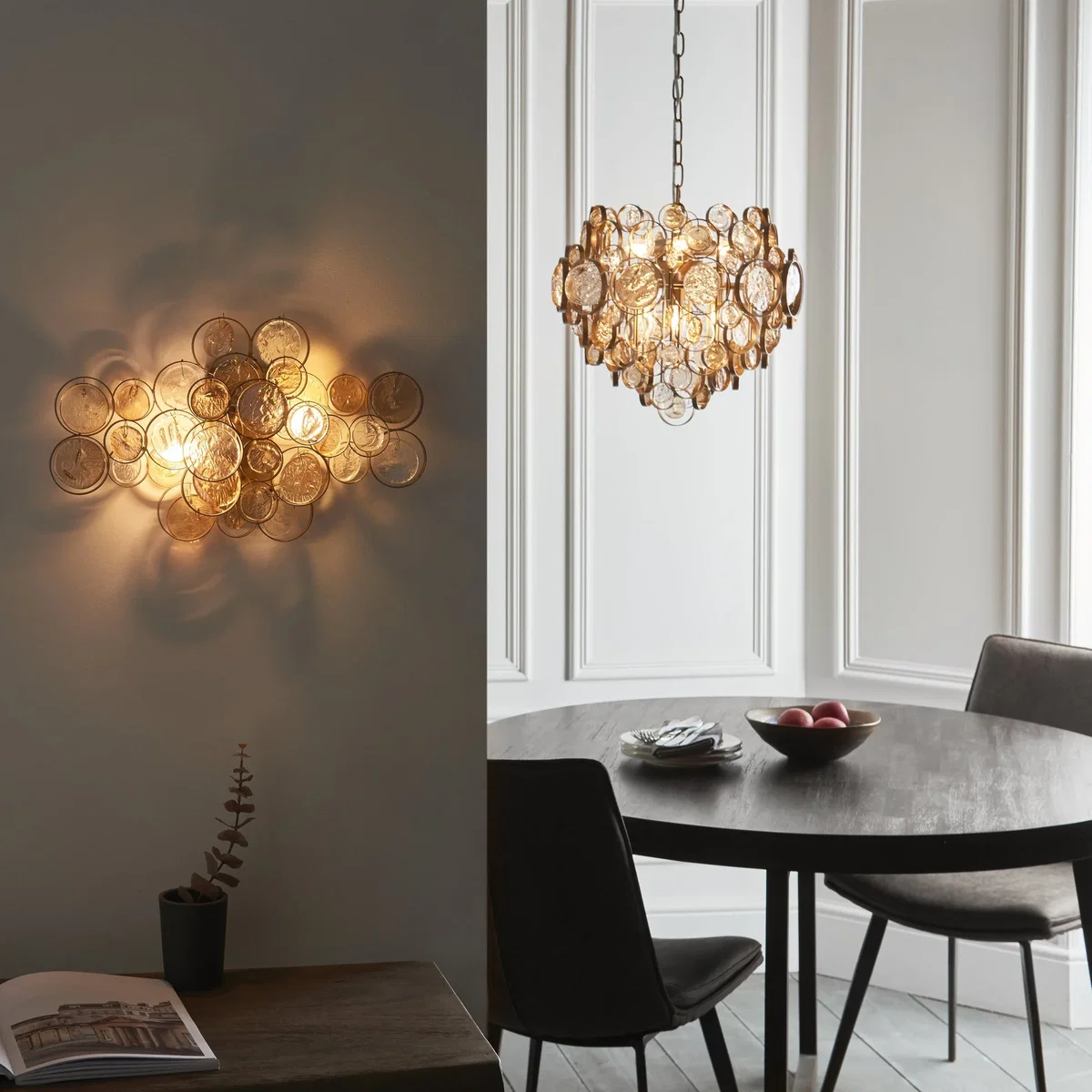 6 Light Pendant Amber & Gold – image 5