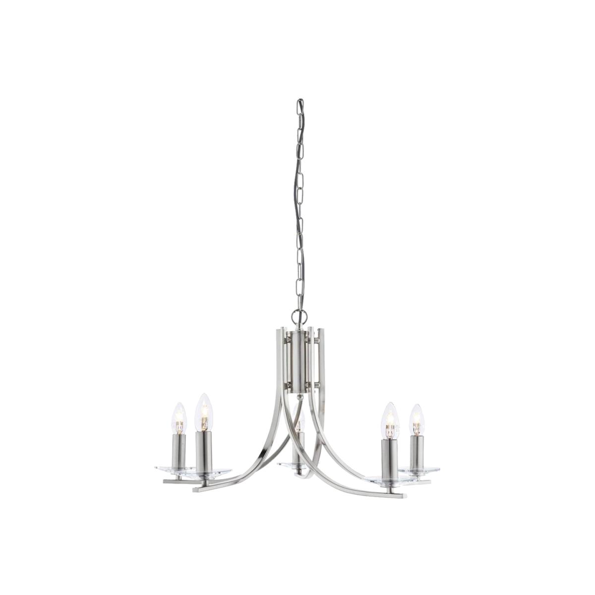 Searchlight Ascona 5 Light Ceiling Light Satin Silver – image 1