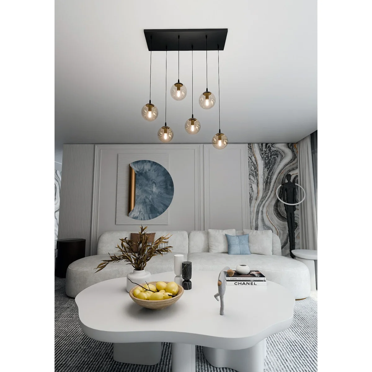 Cosmo 6 Light Pendant Black & Amber – image 4