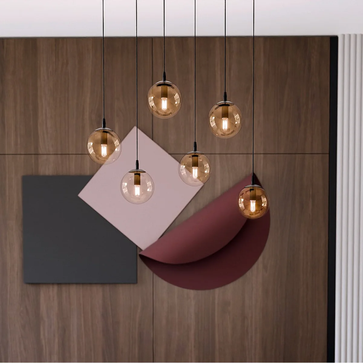 Cosmo 6 Light Pendant Black & Amber – image 6