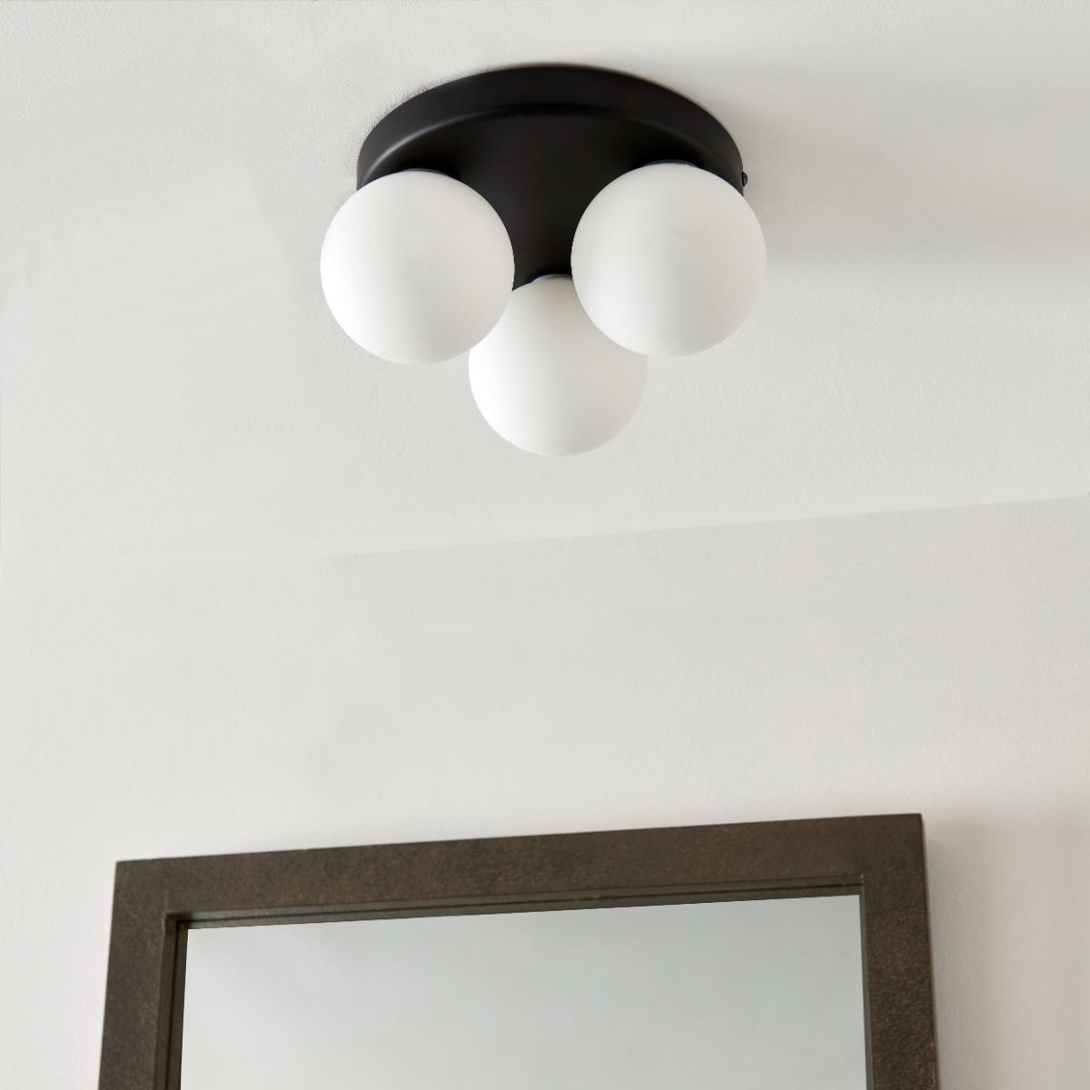 Toronto 3 Light Matt Black Flush IP44 Ceiling Light – image 2