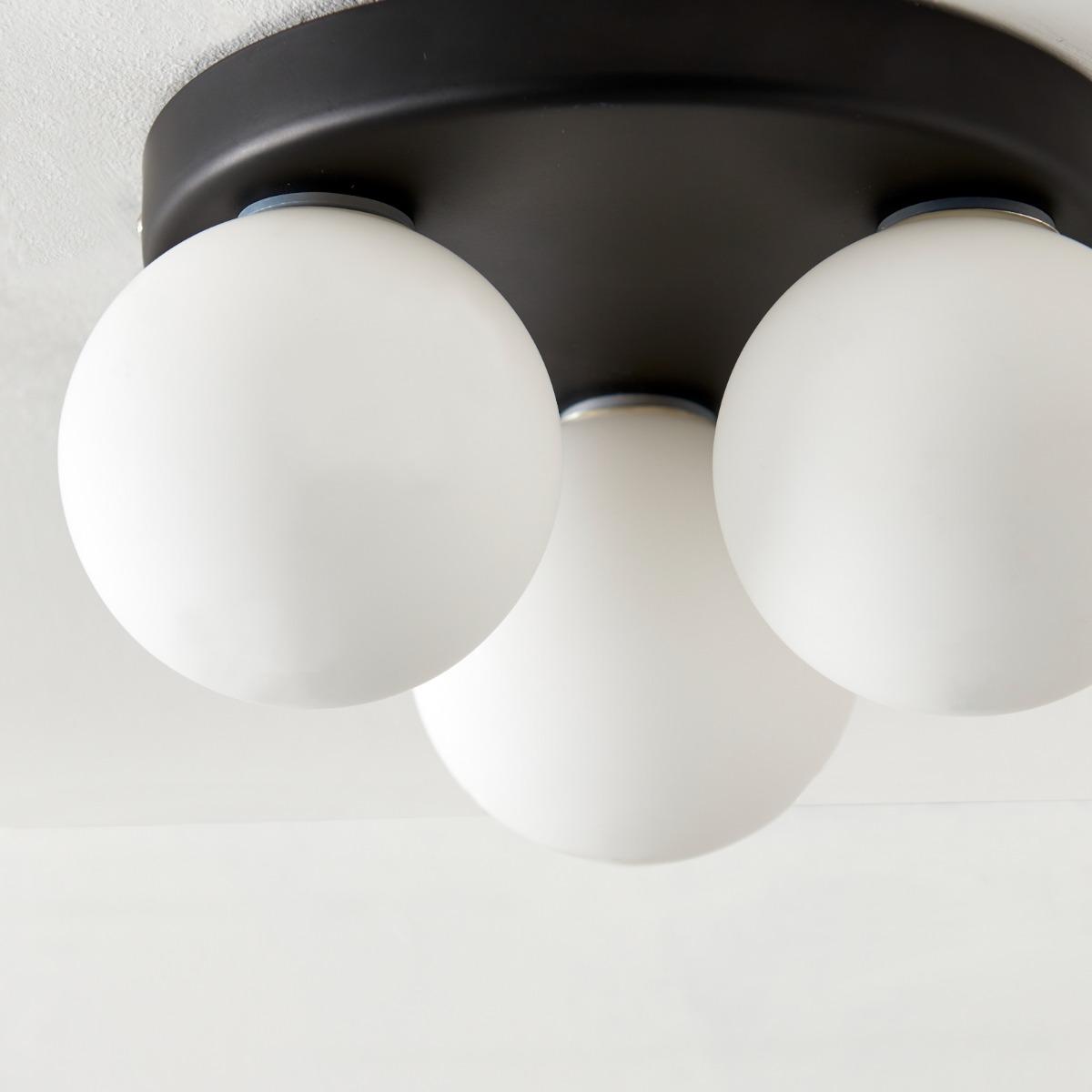 Toronto 3 Light Matt Black Flush IP44 Ceiling Light – image 3