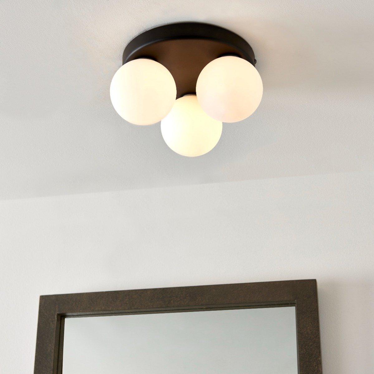 Toronto 3 Light Matt Black Flush IP44 Ceiling Light – image 1