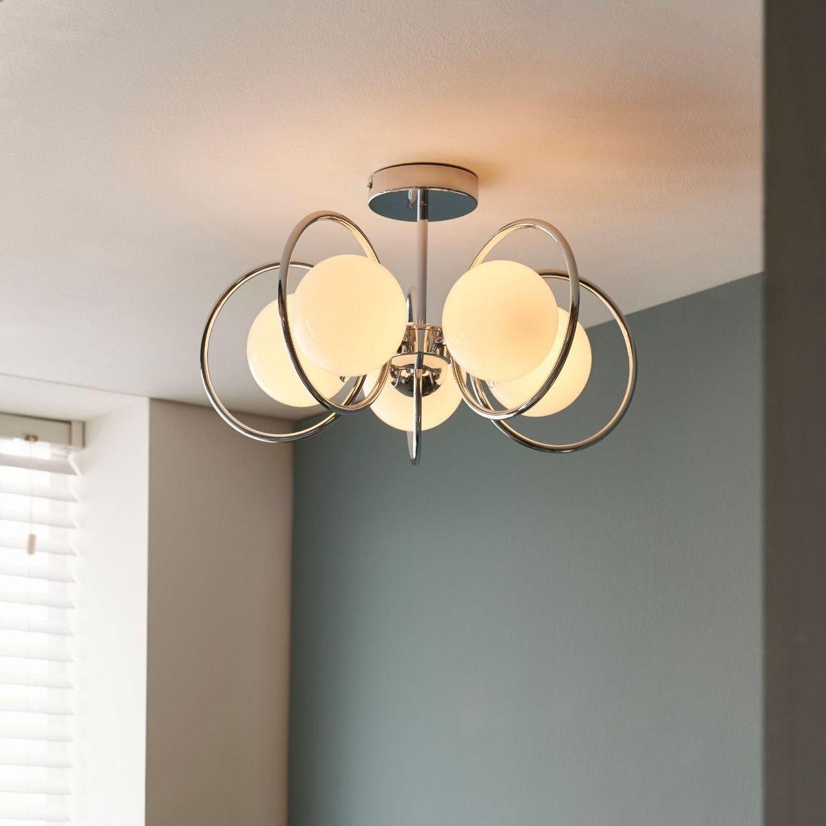 Orb 5 Light Polished Chrome & Opal Glass Ceiling Light – image 3
