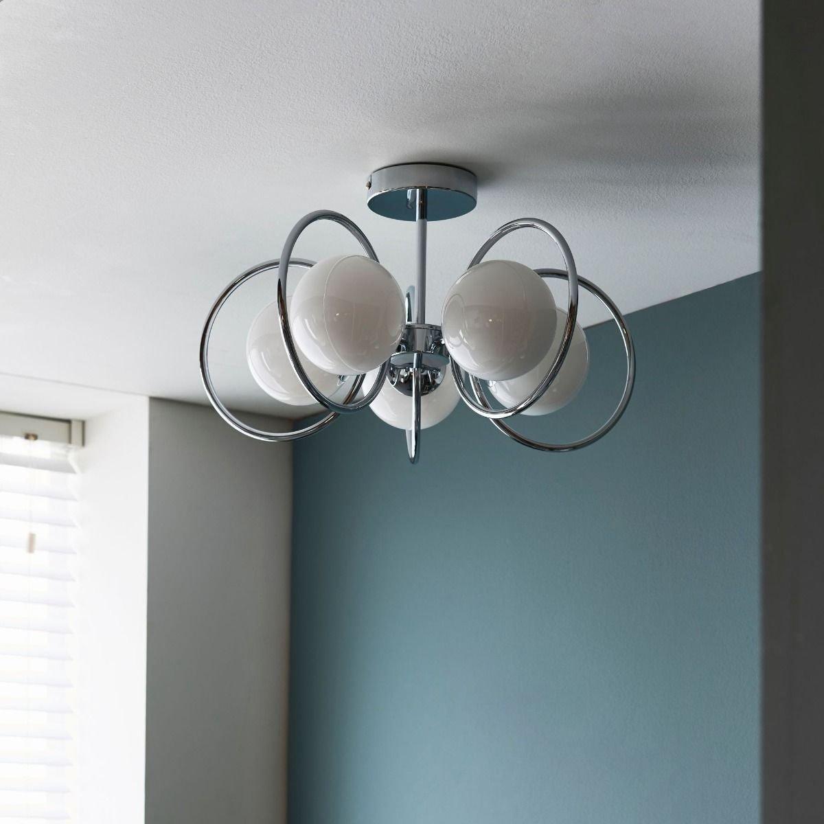 Orb 5 Light Polished Chrome & Opal Glass Ceiling Light – image 4
