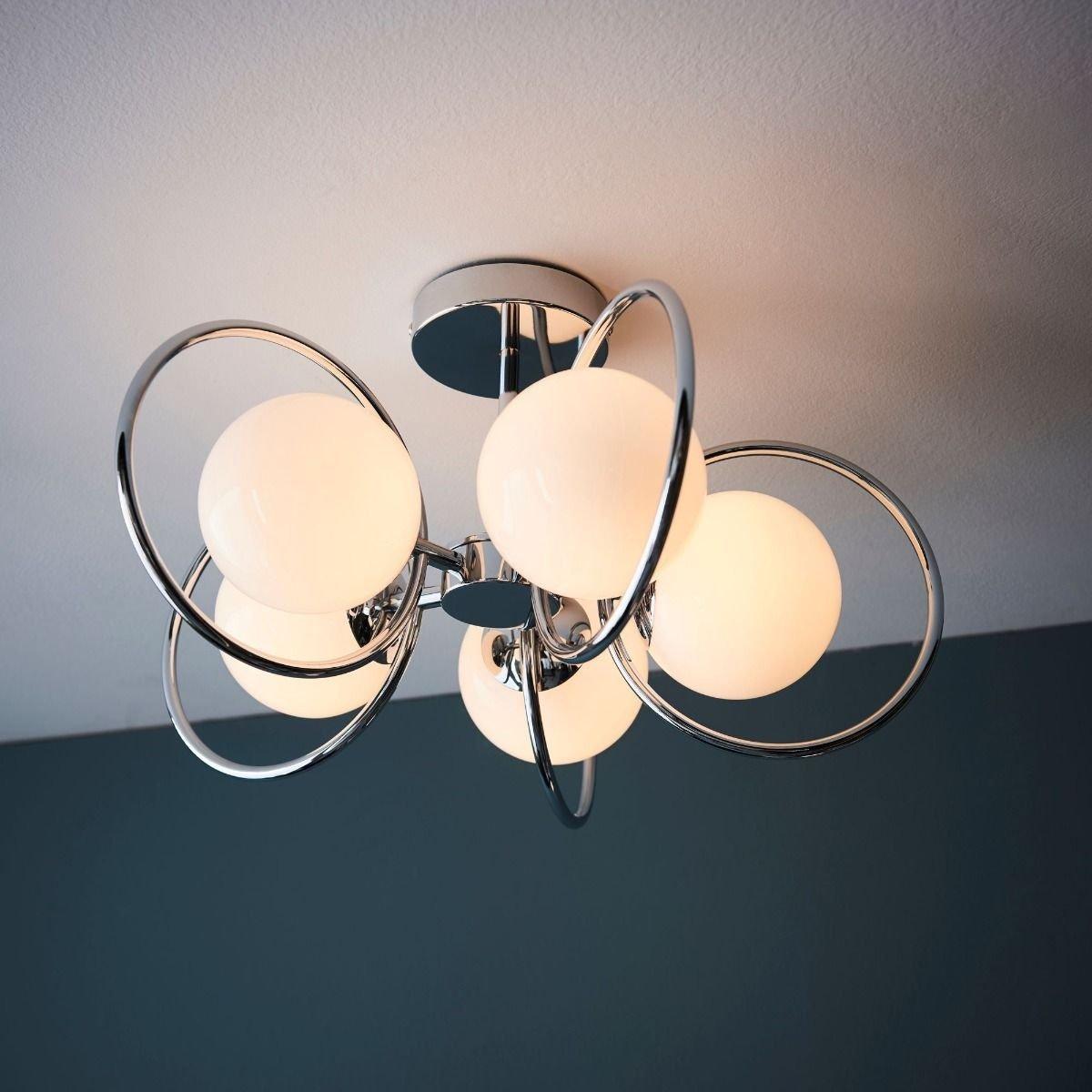 Orb 5 Light Polished Chrome & Opal Glass Ceiling Light – image 6