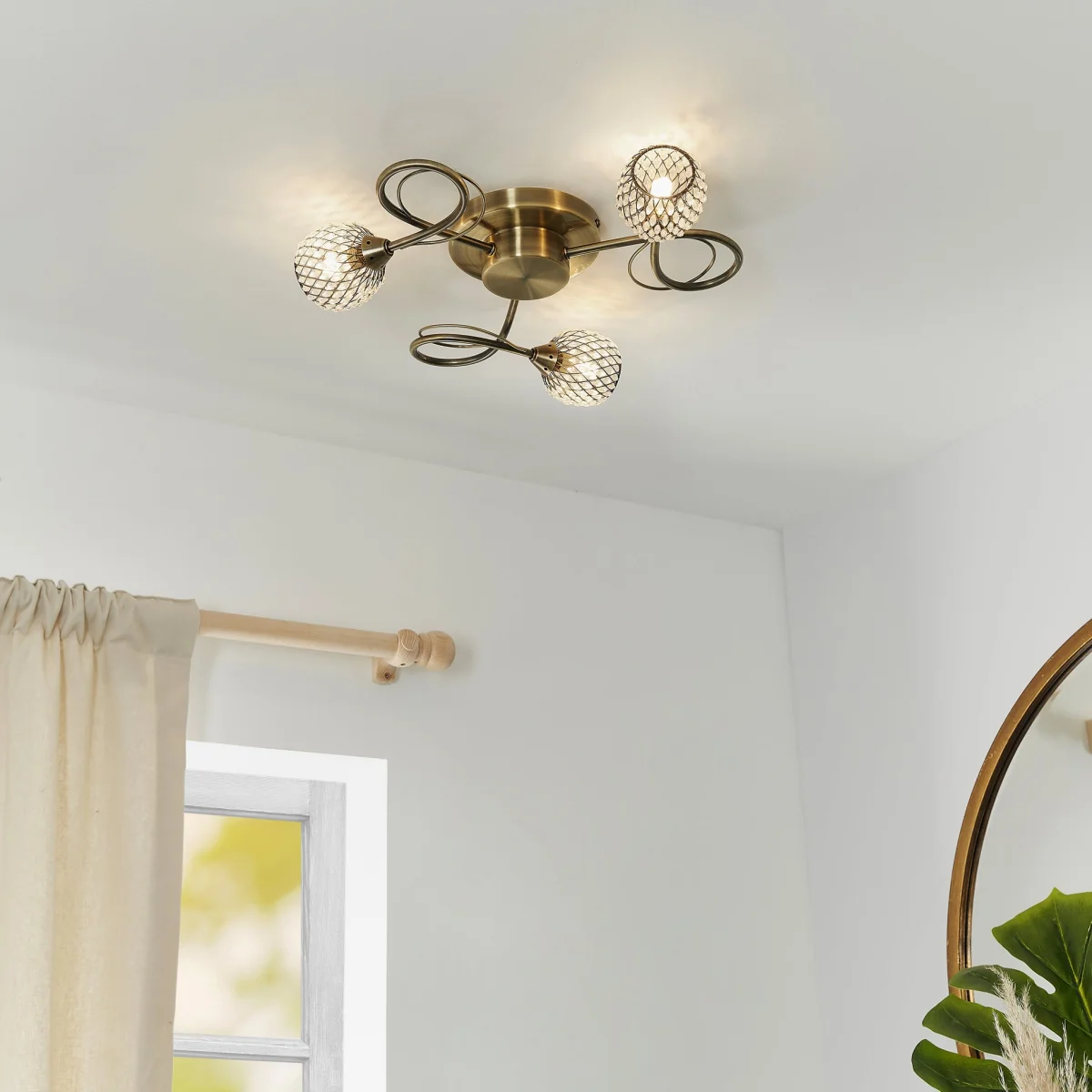 Aherne 3 Light Semi Flush Antique Brass – image 2