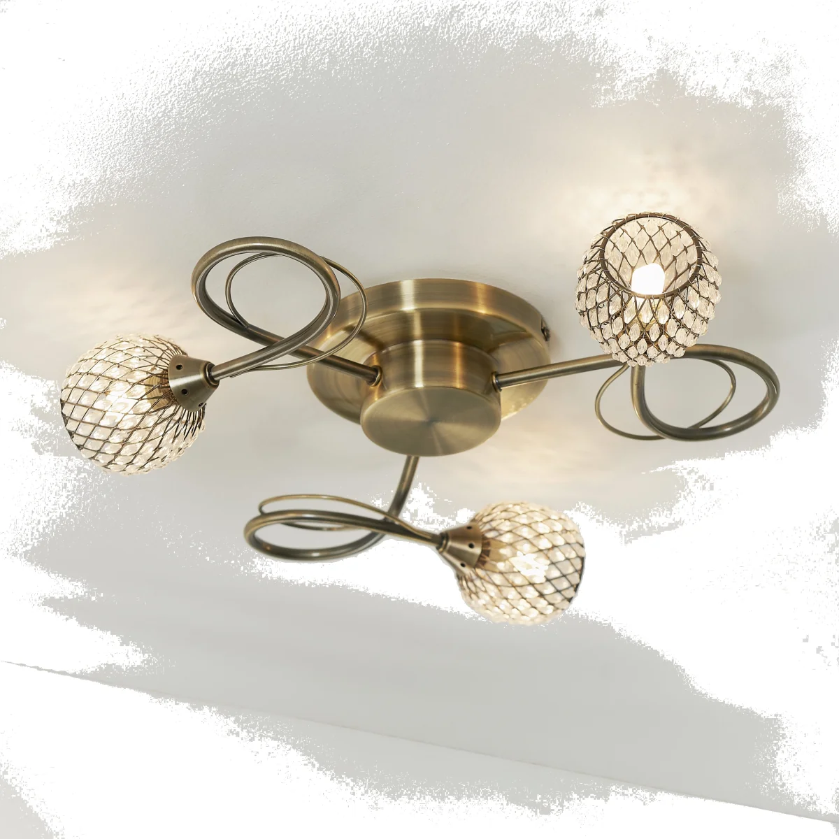 Aherne 3 Light Semi Flush Antique Brass – image 1
