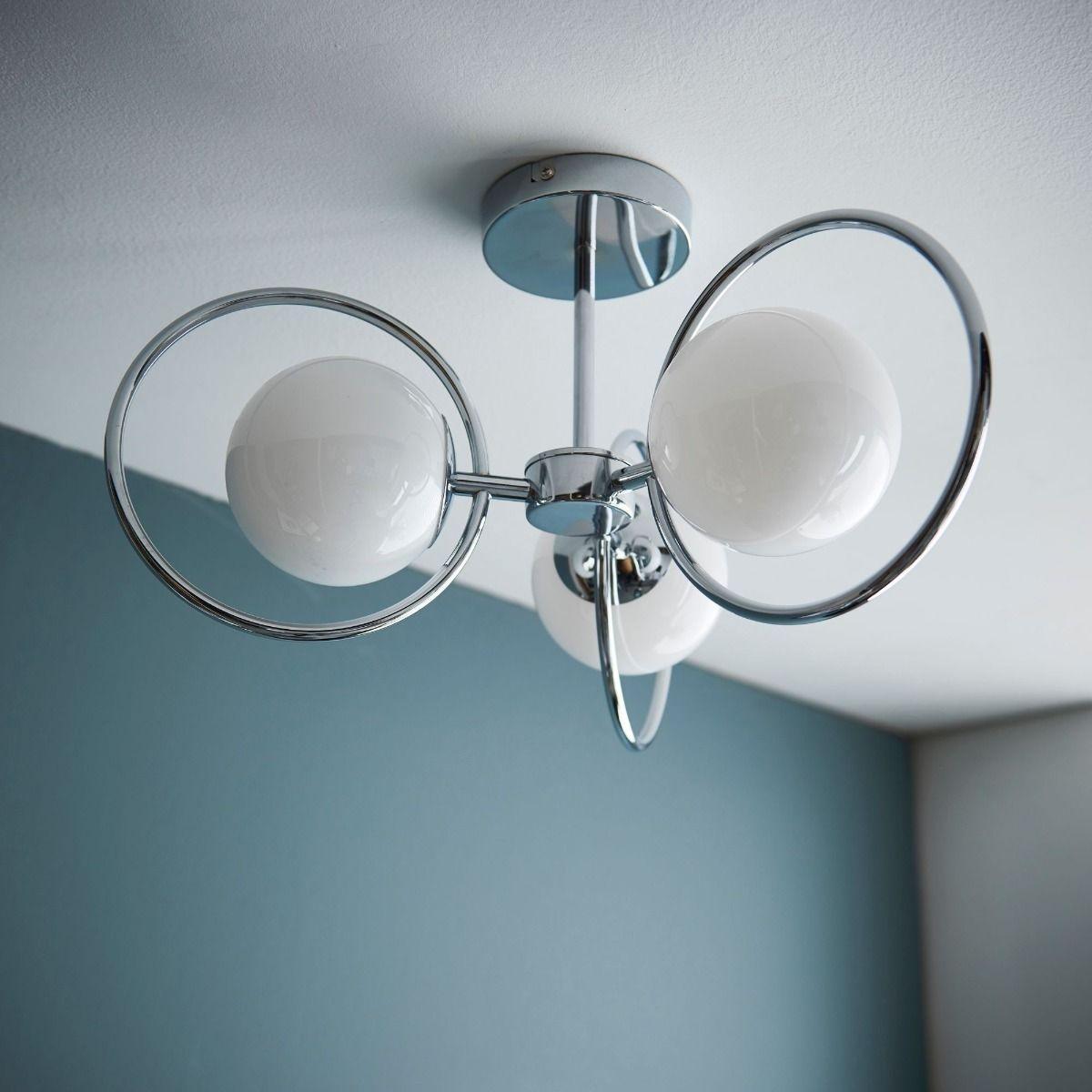 Orb 3 Light Polished Chrome & Opal Glass Ceiling Light – image 12