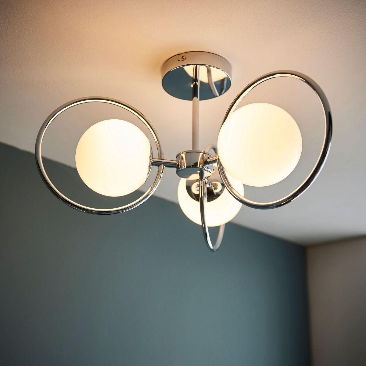 Orb 3 Light Polished Chrome & Opal Glass Ceiling Light – image 14