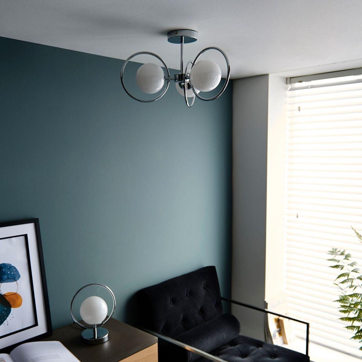 Orb 3 Light Polished Chrome & Opal Glass Ceiling Light – image 15