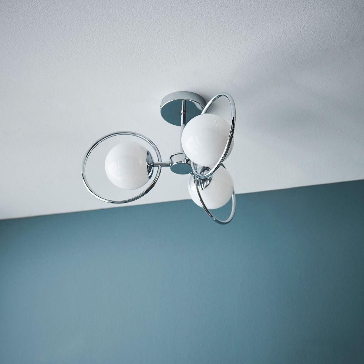 Orb 3 Light Polished Chrome & Opal Glass Ceiling Light – image 3