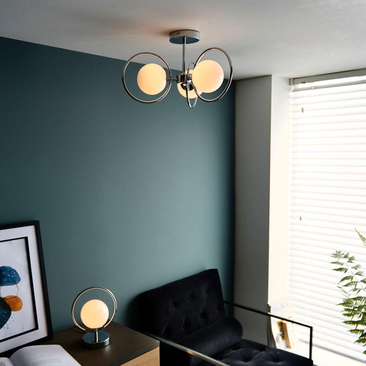 Orb 3 Light Polished Chrome & Opal Glass Ceiling Light – image 4