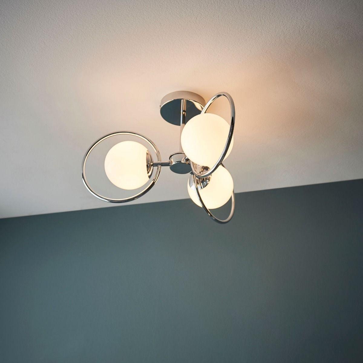 Orb 3 Light Polished Chrome & Opal Glass Ceiling Light – image 5
