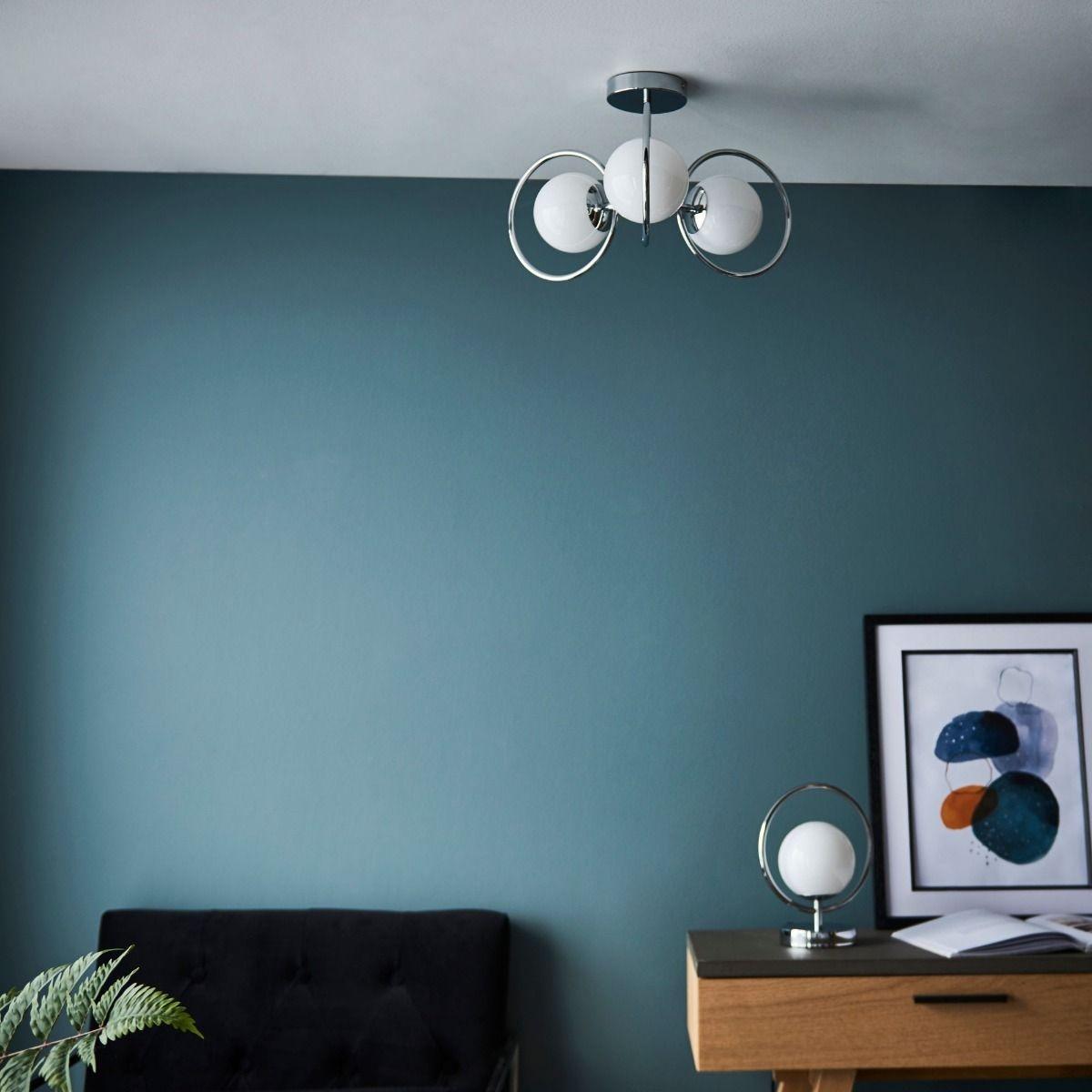 Orb 3 Light Polished Chrome & Opal Glass Ceiling Light – image 6