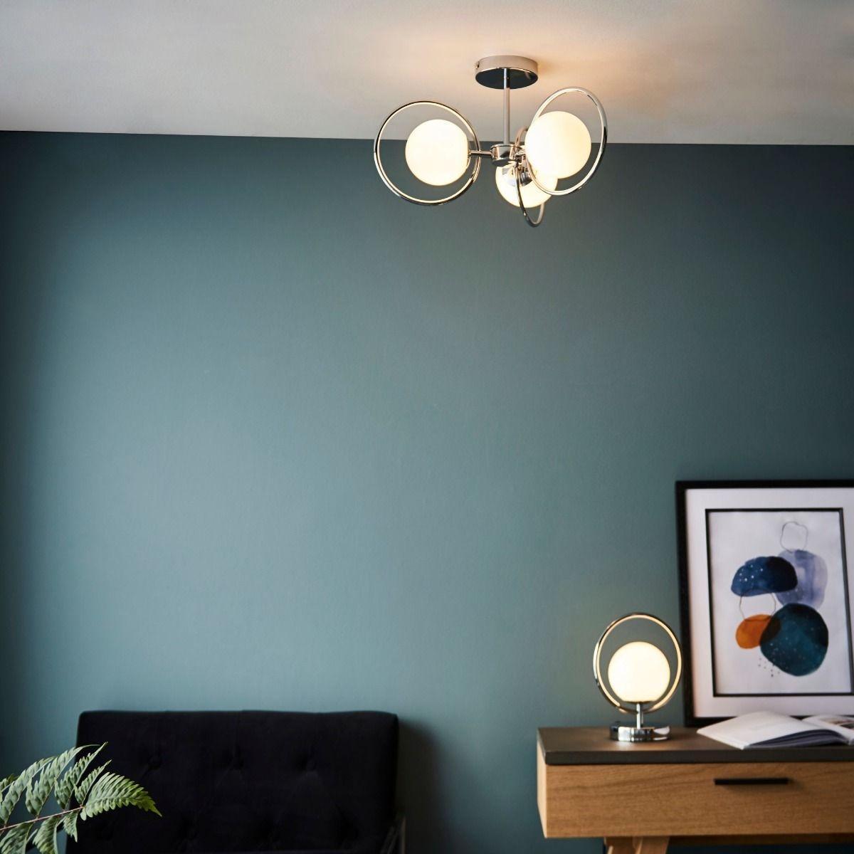 Orb 3 Light Polished Chrome & Opal Glass Ceiling Light – image 7