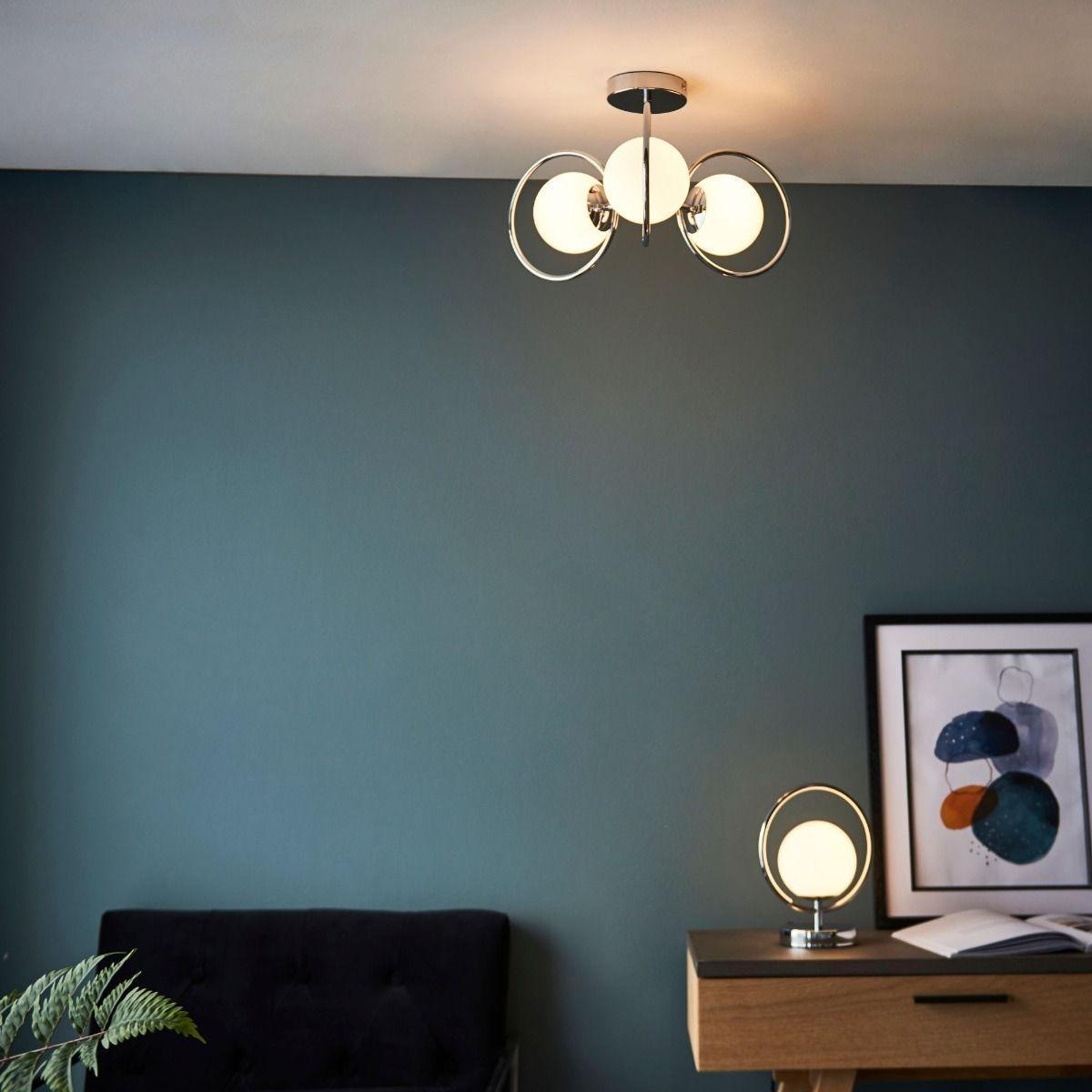 Orb 3 Light Polished Chrome & Opal Glass Ceiling Light – image 8