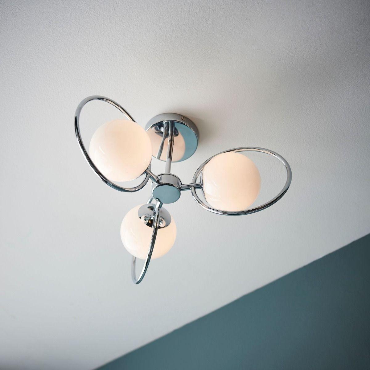 Orb 3 Light Polished Chrome & Opal Glass Ceiling Light – image 9