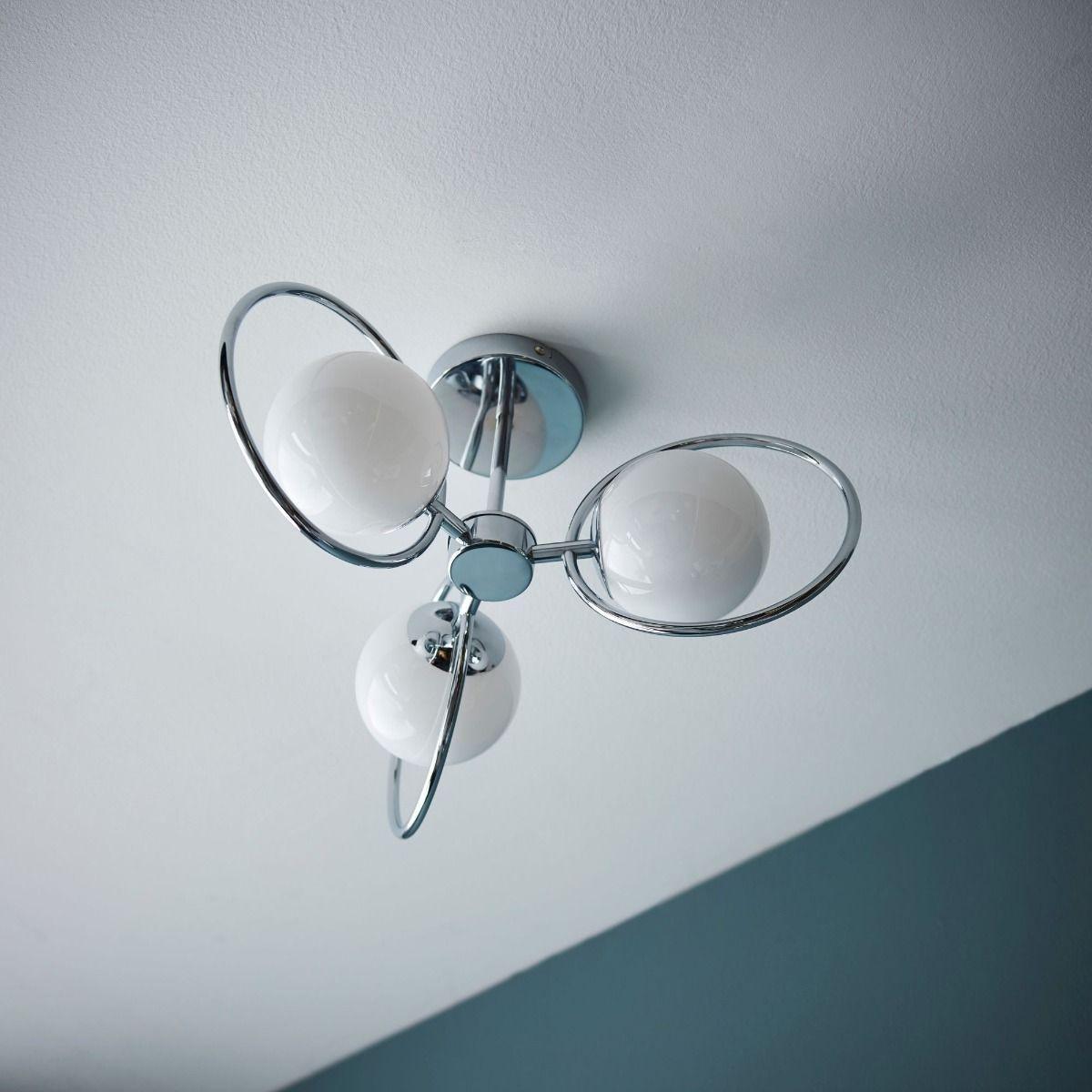 Orb 3 Light Polished Chrome & Opal Glass Ceiling Light – image 10