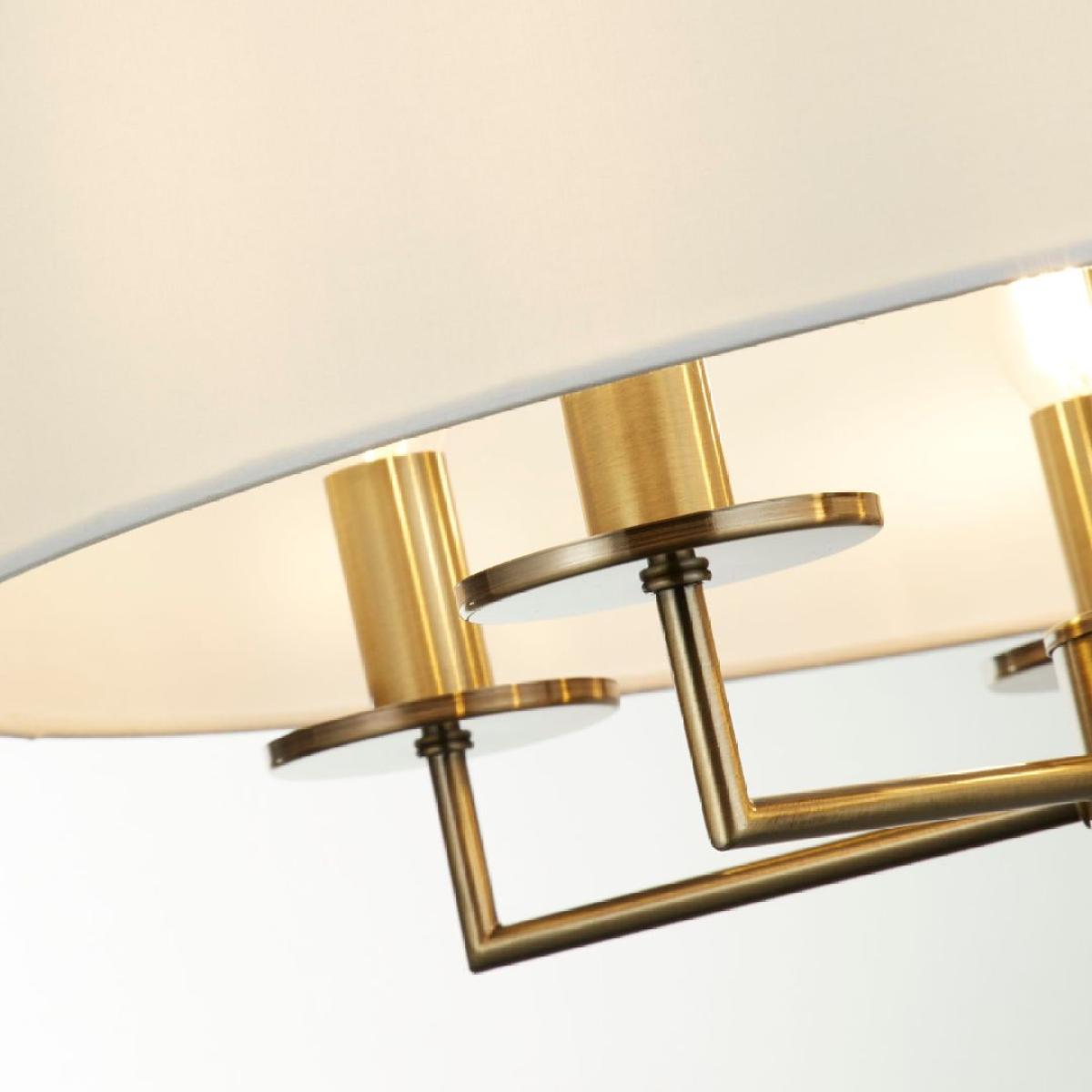 Knightsbridge 5 Light Antique Brass with White Linen Shade Pendant Ceiling Light – image 3