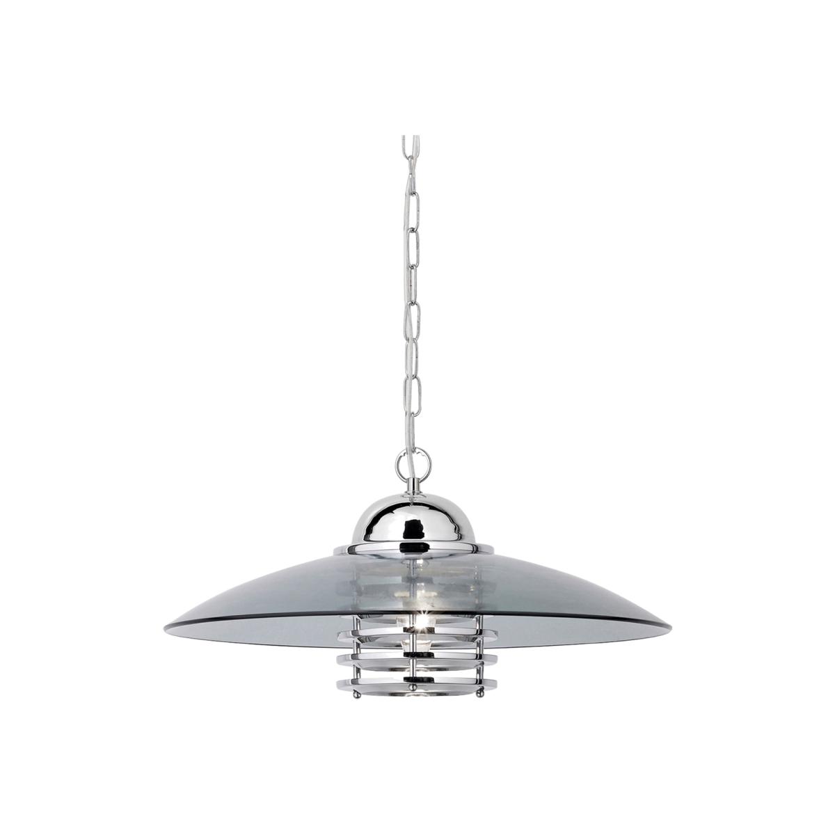 Hattie Polished Chrome Pendant Ceiling Light with Glass Shade