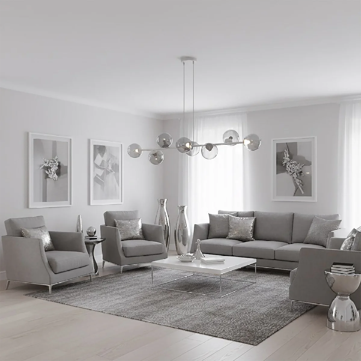 Magnus 8 Light Pendant Grey & Graphite – image 4