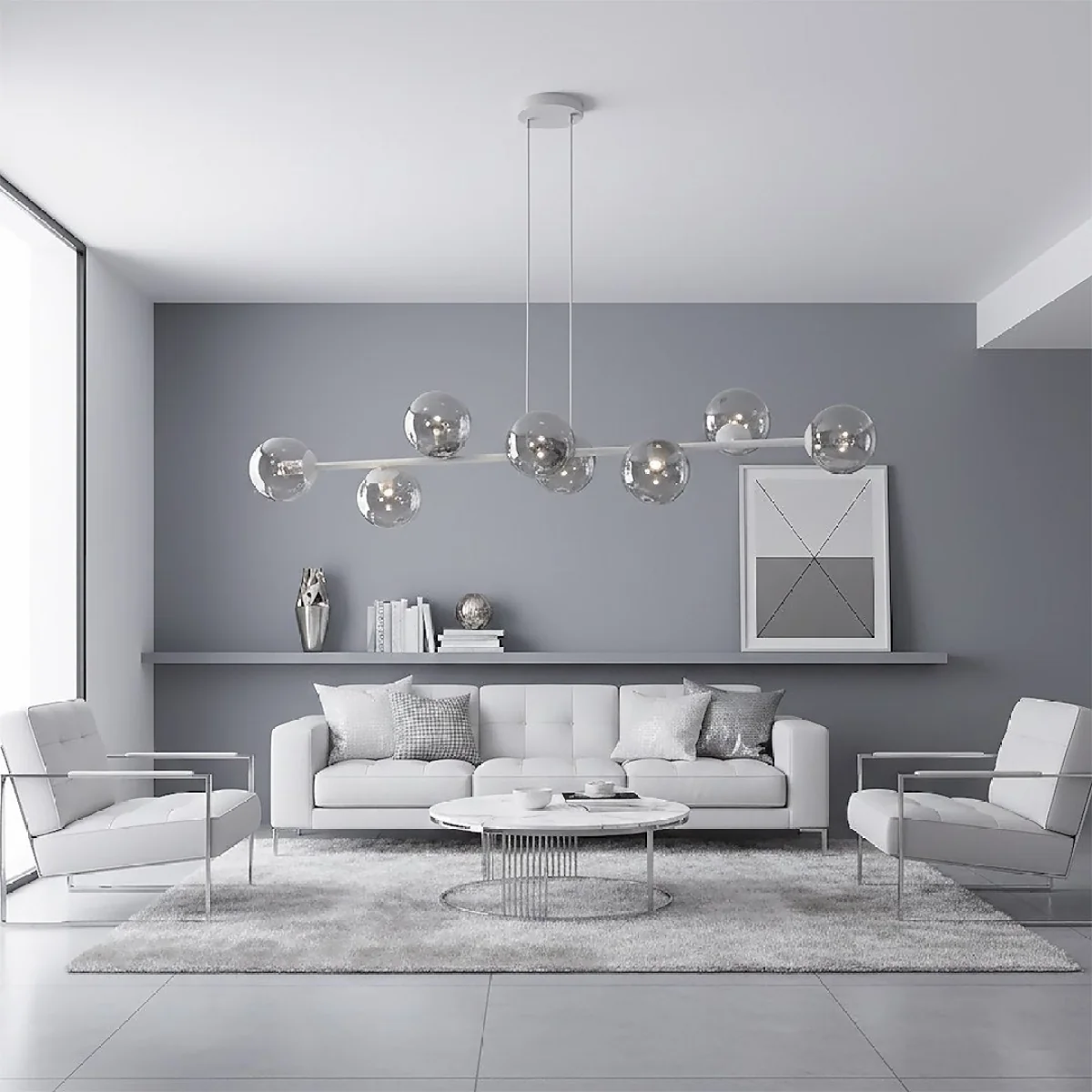 Magnus 8 Light Pendant Grey & Graphite – image 6