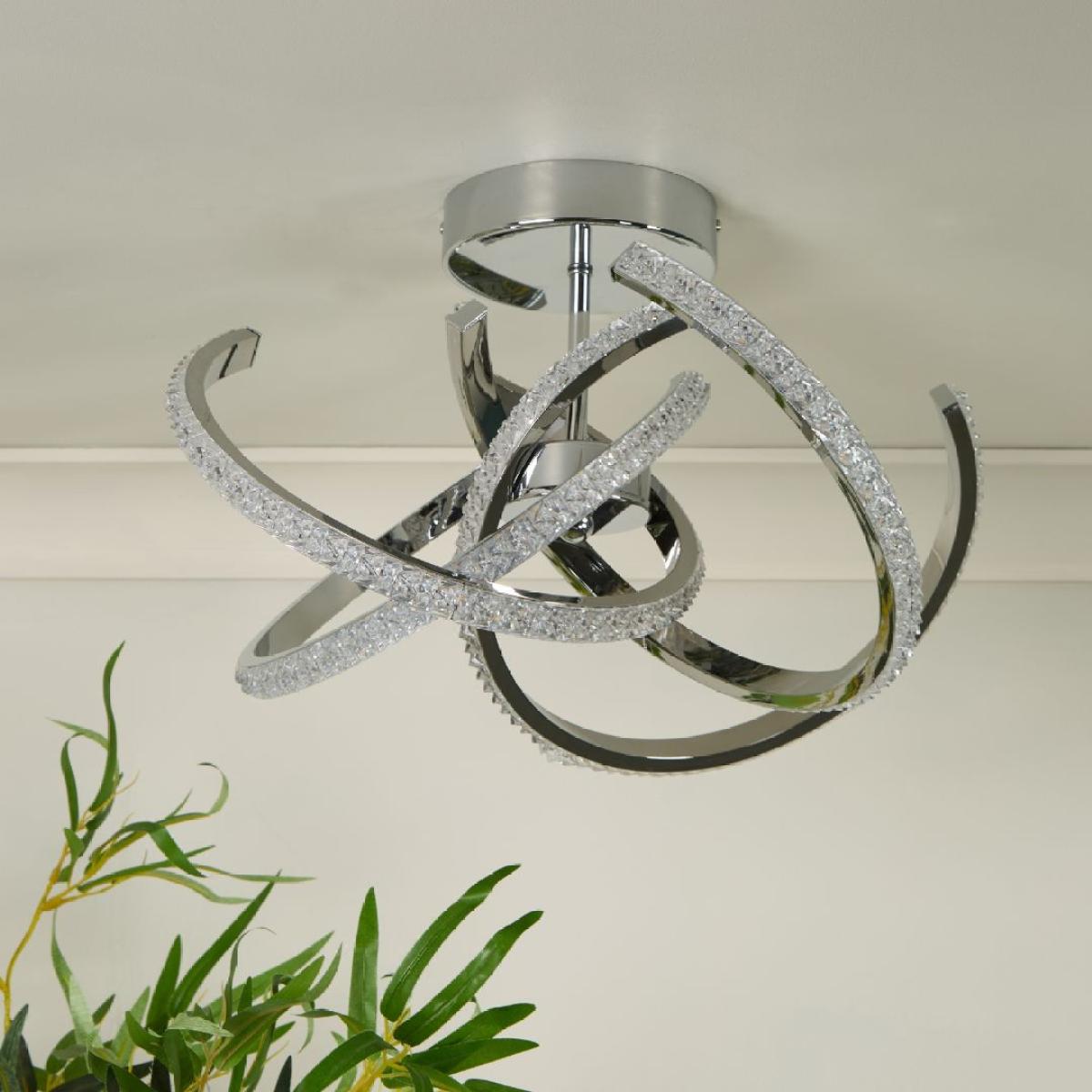 Wills Chrome & Crystal LED Semi-Flush Ceiling Light – image 2