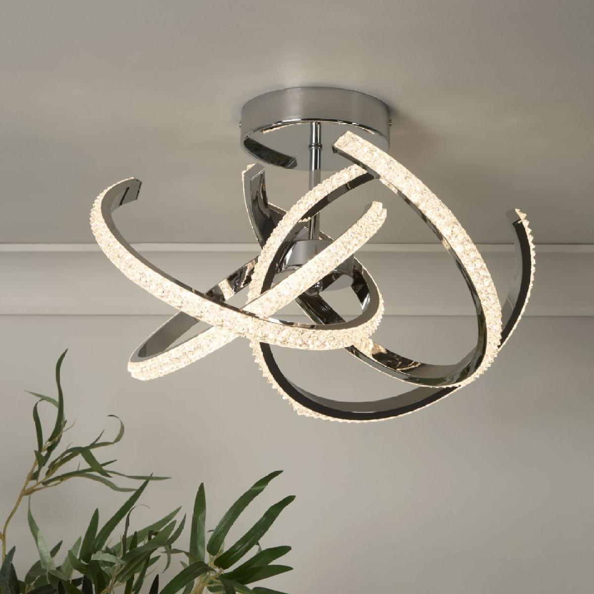 Wills Chrome & Crystal LED Semi-Flush Ceiling Light – image 1