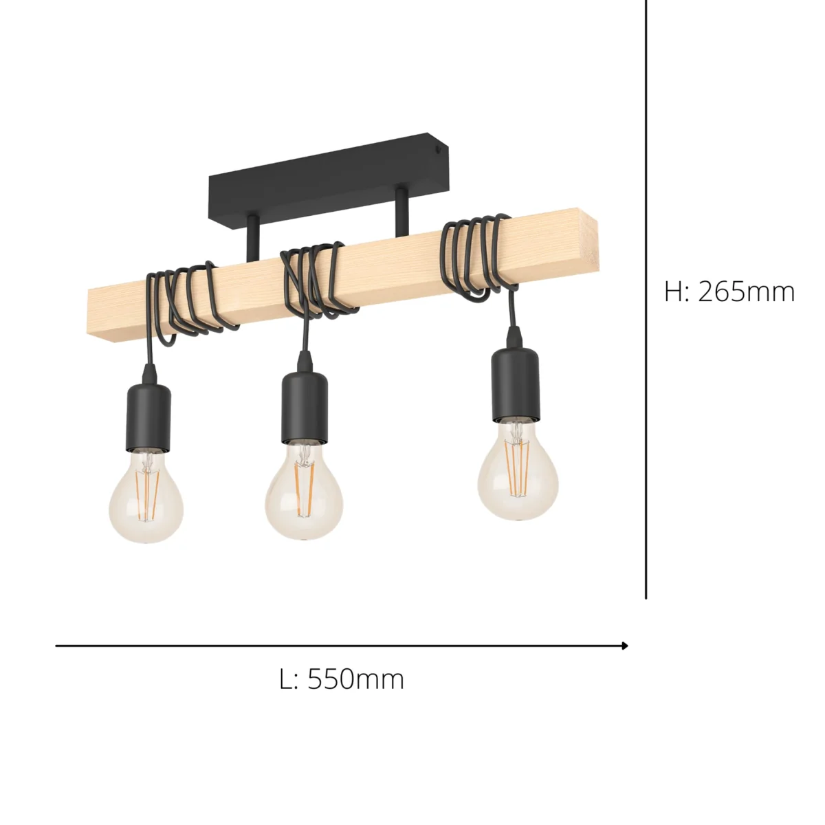 Townshend 3-Light Black Flush Ceiling Light – image 1