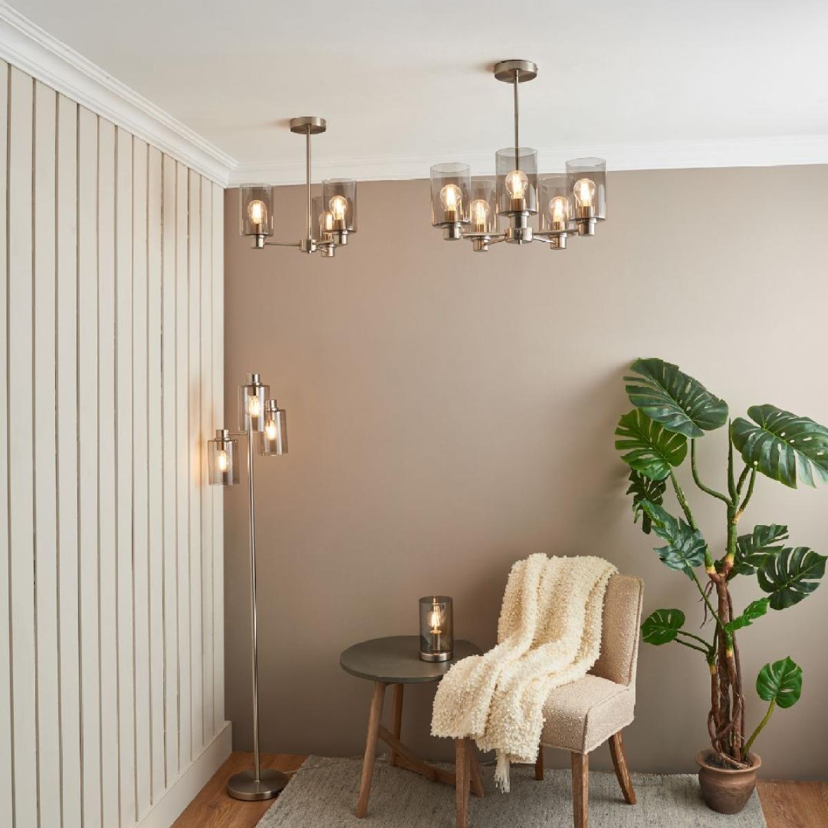 Kingsholm 5 Light Satin Nickel Semi Flush Ceiling Light – image 7