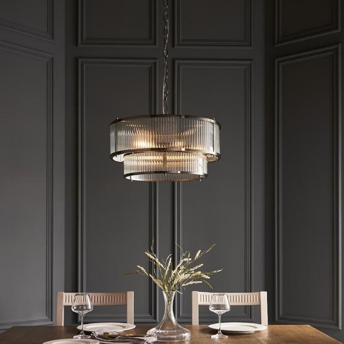 Ridgeston 5 Light Antique Brass & Glass Pendant Ceiling Light – image 2