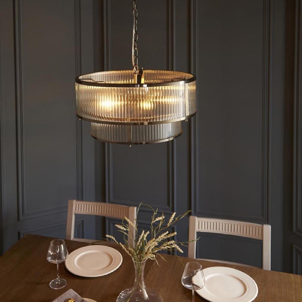 Ridgeston 5 Light Antique Brass & Glass Pendant Ceiling Light – image 3