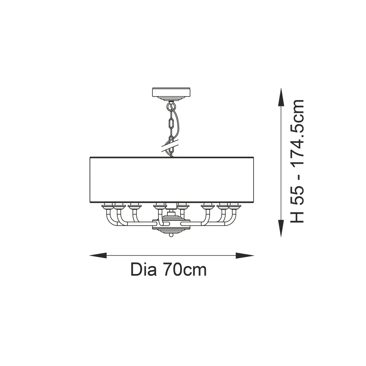 Highclere 8 Light Pendant Brushed Chrome – image 8