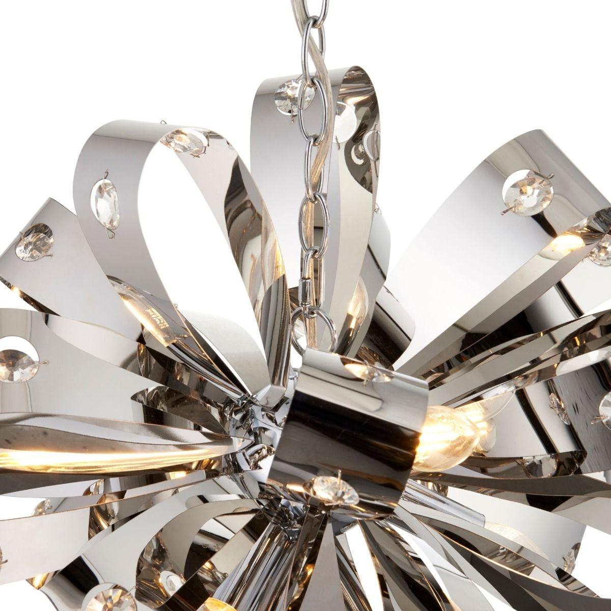 Ribbona 6 Light Pendant Chrome and Crystal Ceiling Light – image 11