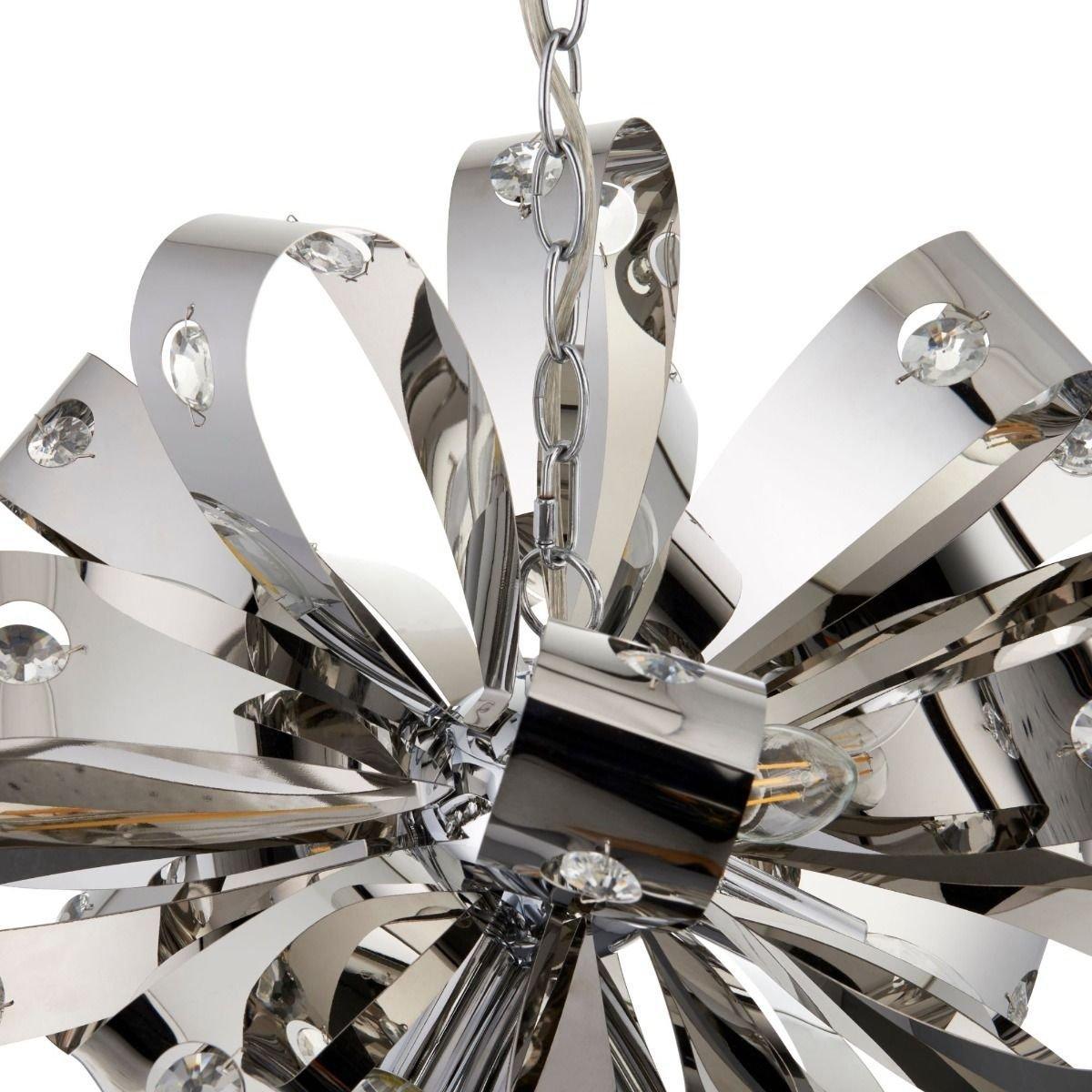 Ribbona 6 Light Pendant Chrome and Crystal Ceiling Light – image 9