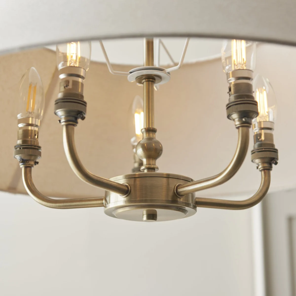 Lille Shaded 5 Light Pendant Antique Brass – image 2
