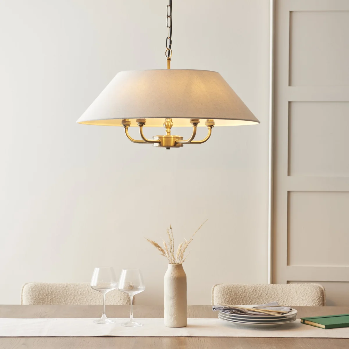 Lille Shaded 5 Light Pendant Antique Brass – image 3