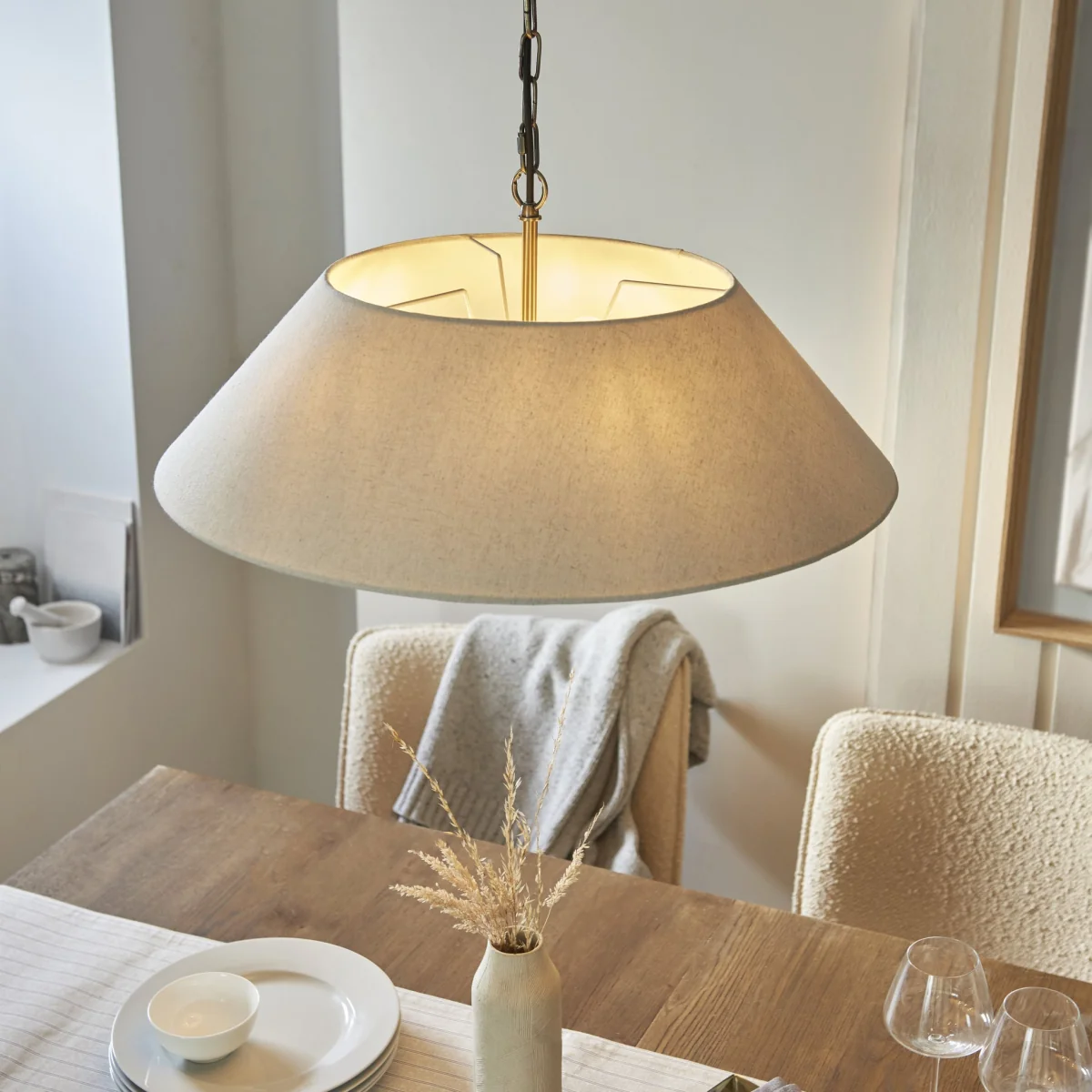 Lille Shaded 5 Light Pendant Antique Brass – image 4