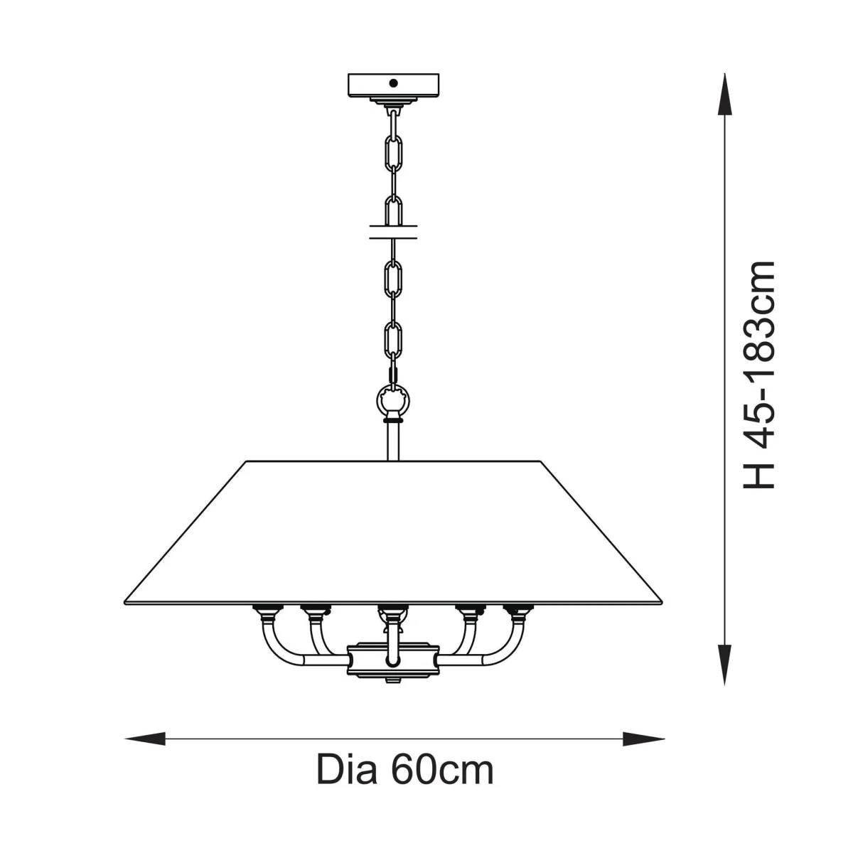 Lille Shaded 5 Light Pendant Antique Brass – image 9