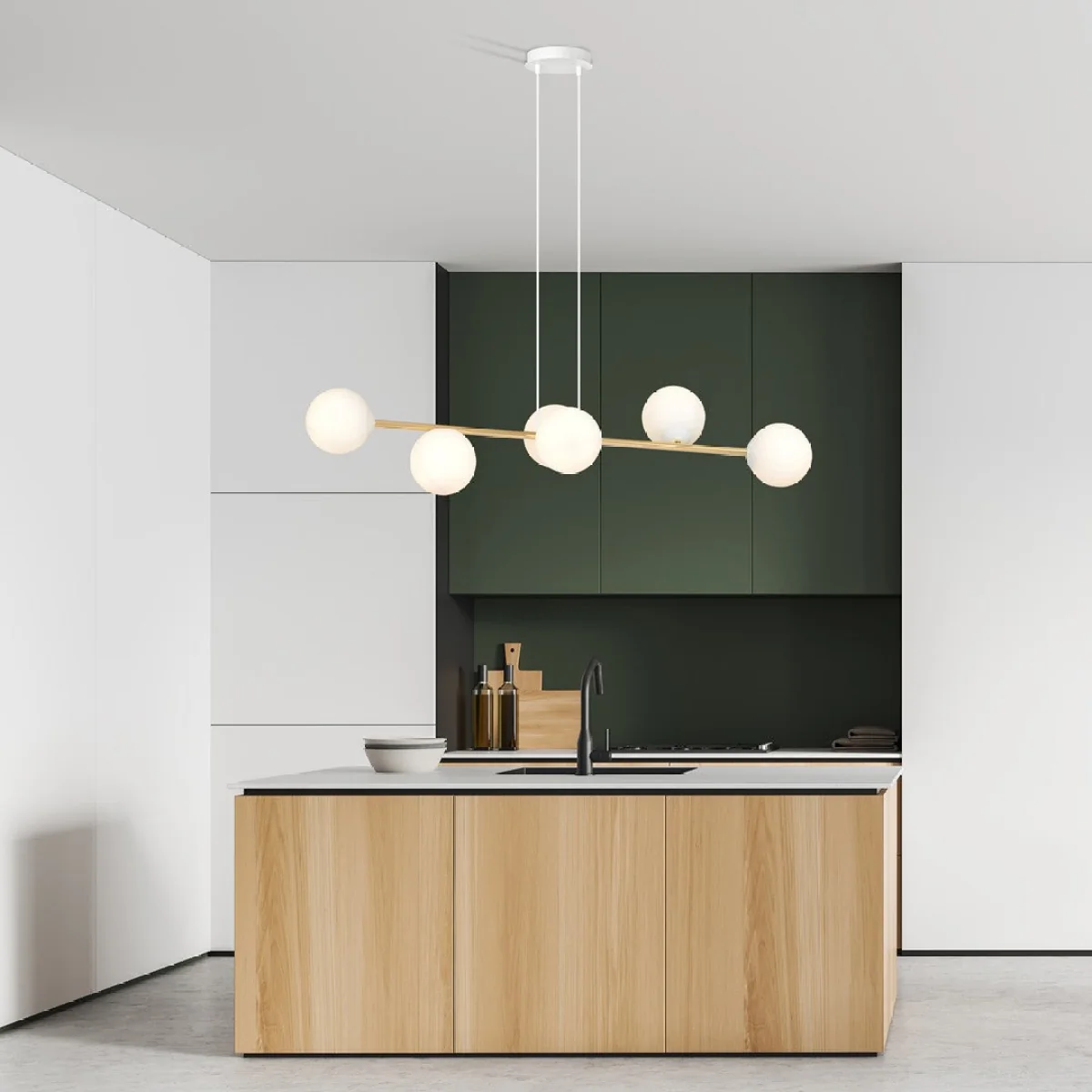 Gravity 6 Light Liner Pendant White & Gold – image 2