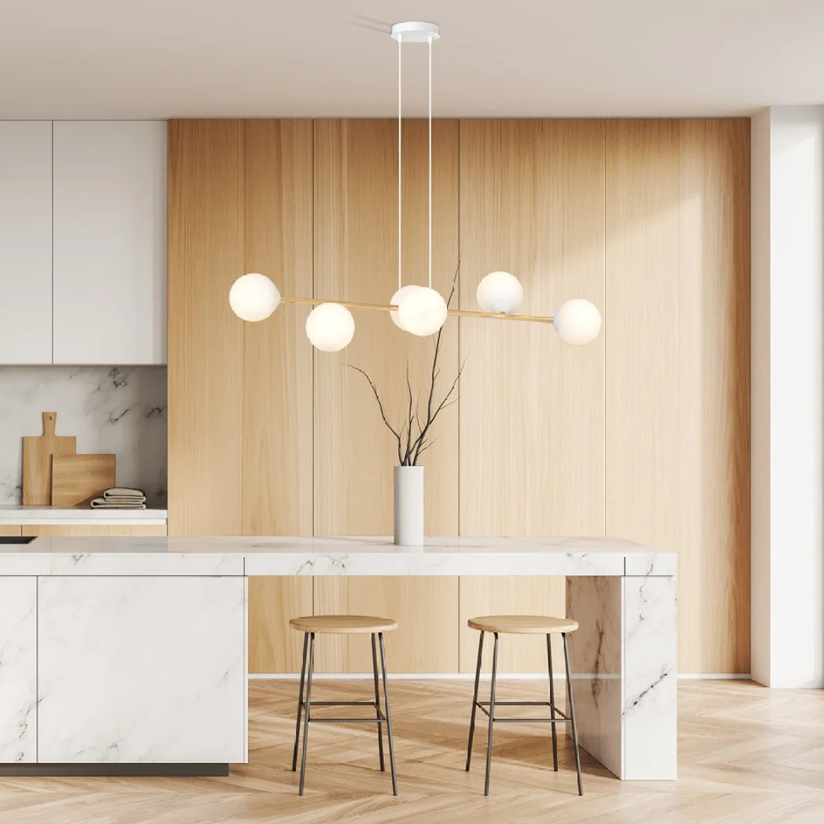 Gravity 6 Light Liner Pendant White & Gold – image 3