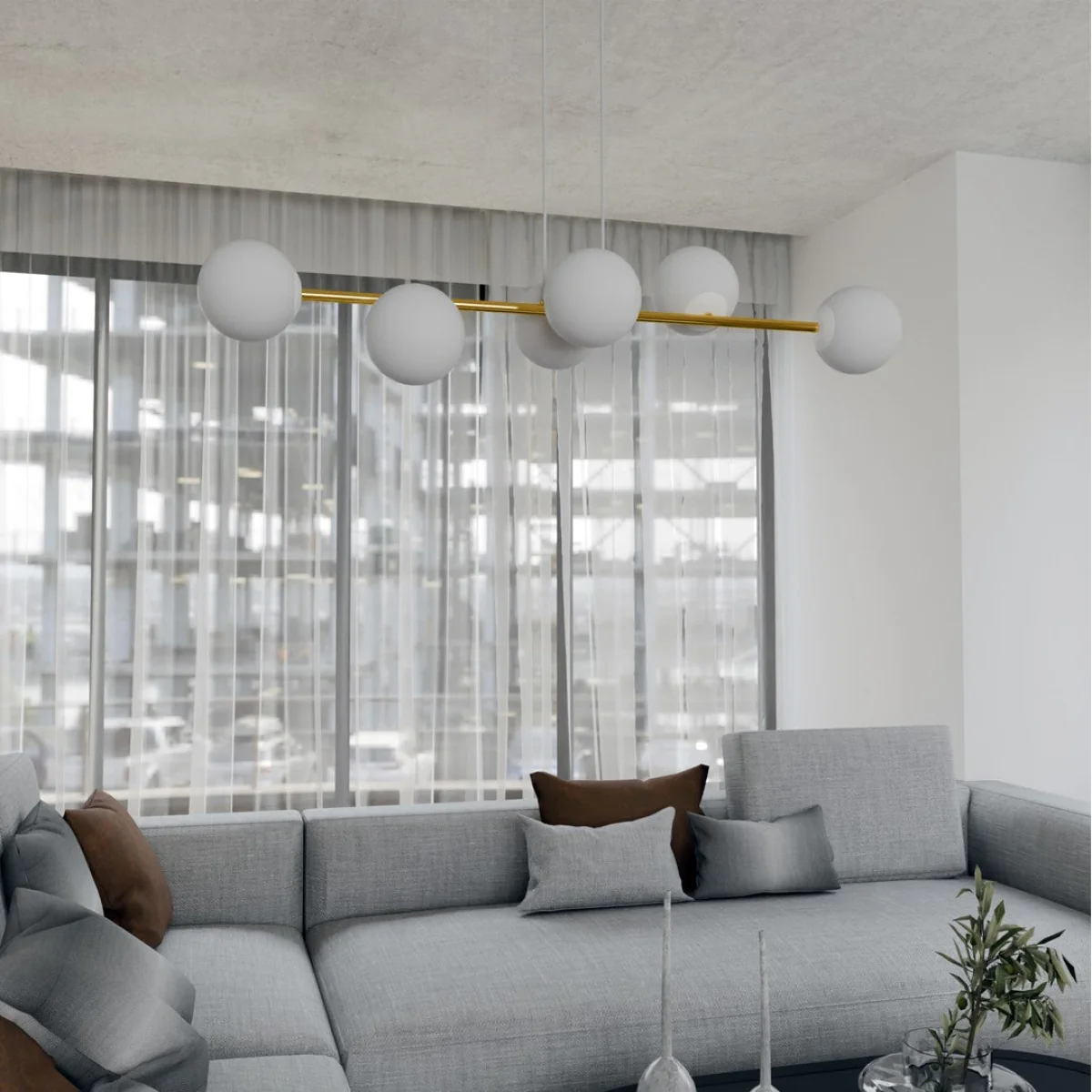 Gravity 6 Light Liner Pendant White & Gold – image 6